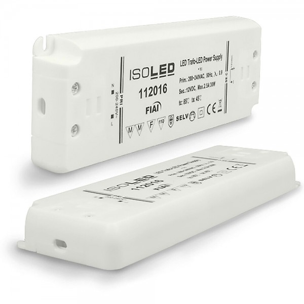 ISOLED 112016 LED Trafo 12V/DC, 0-30W, ultraflach, SELV