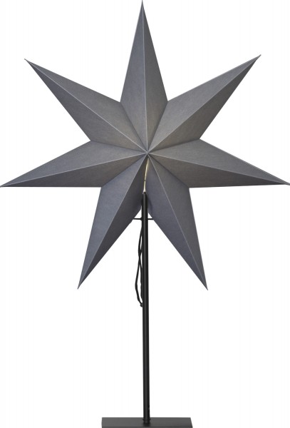 Star Trading 232-82 Standstern "Ozen", ohne Lochung, grau, E14, ca. 55x75 cm, incl. schwarzem Textil