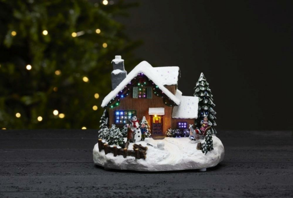 Star Trading 992-16 LED-Weihnachtszene "Winterville", bunt 4 bunte LED, ca. 23 x 18 cm, Batterie, Ti