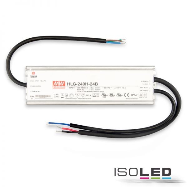 ISOLED 112712 LED Trafo MW HLG240H-24B 24V/DC, 0-240W, 1-10V (100-240W) dimmbar, IP67, SELV