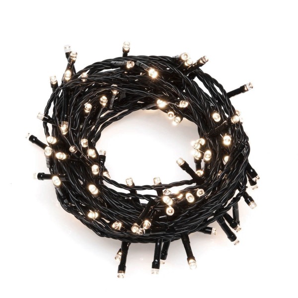 Konstsmide 3648-110 Micro LED Lichterkette, 1000 warm weiße Dioden, 24V Außentrafo, schwarzes Kabel