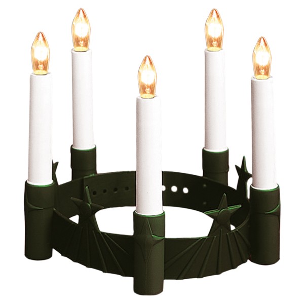 Star Trading 073-43 Santa Lucia Krone" aus Kunststoff 5 Kerzen, Farbe: grün, batteriebetrieb