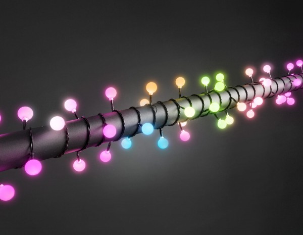 Konstsmide 3699-500 LED Globelichterkette, große runde Dioden, mit RGB Farbwechsel, 80 RGB Dioden, 2