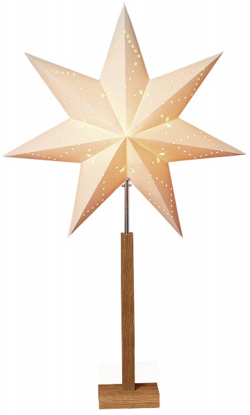 Star Trading 232-07 Standleuchte Stern "Karo Maxi", E14-Fassung, Material: Holz/Papier, Farbe: beige