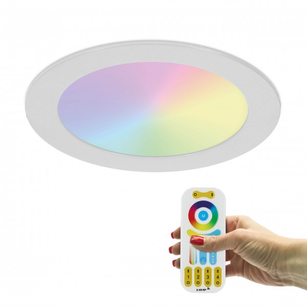 LED Einbaustrahler RGB + CCT 2800-6500K dimmbar, inkl. Netzteil Ø200*12mm 15W inkl. Fernbedienung