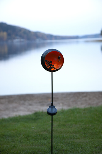 Glaskugel  amber schwarz außen 480-95 LED Solarstab FAIRYTALE Märchen