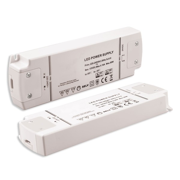 ISOLED 113928 LED Flexband-Trafo 12V/DC, 0-50W, dimmbar (Spannungssenke), SELV