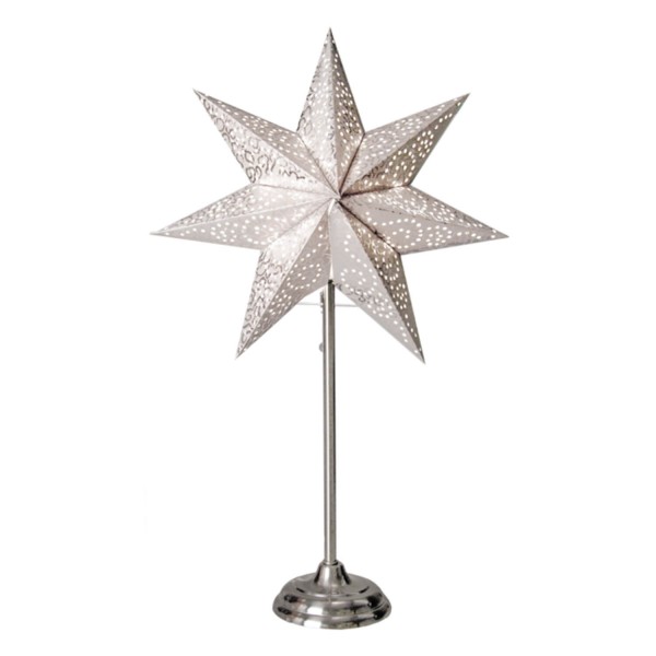 Star Trading 234-63 Standleuchte Stern "Antique Mini", Material: Metall/Papier, Farbe: weiß, Höhe ca