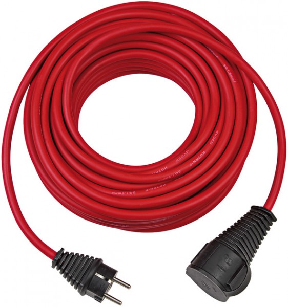 Brennenstuhl Baustellen-Verlängerungskabel (10m Kabel, für den Einsatz im Außenbereich IP44) rot