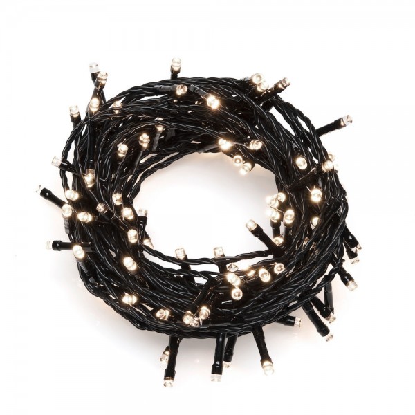 Konstsmide 3647-110 Micro LED Lichterkette, 800 warm weiße Dioden, 24V Außentrafo, schwarzes Kabel