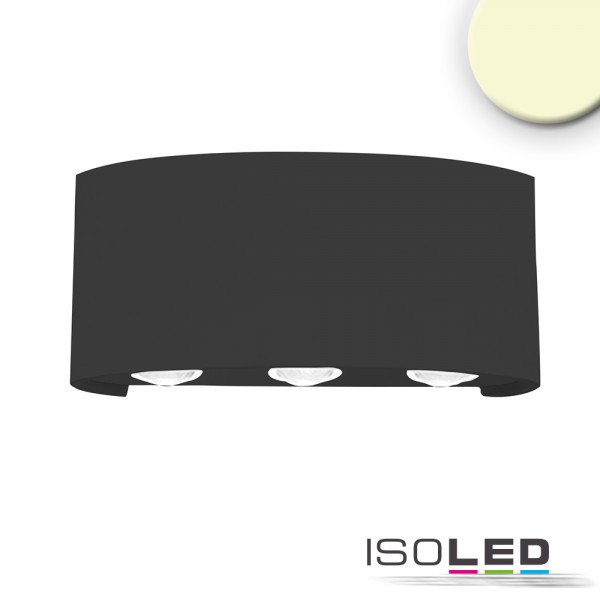ISOLED 113987 LED Wandleuchte Up&Down 6*1W CREE, IP54, sandschwarz, warmweiß