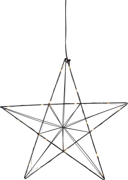 Star Trading 690-75 LED-Drahtstern "Line", ca. 38 cm, schwarz, 20 warmwhite LED, mit Trafo