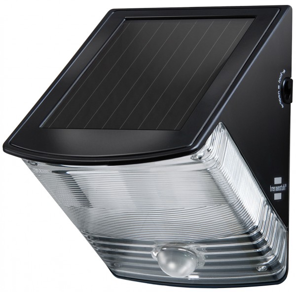 Brennenstuhl LED Wandleuchte mit Solarpanel Bewegungsmelder IP44 2xLED 0,5W 85lm schwarz