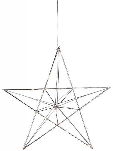 Star Trading 690-72 LED-Drahtstern "Line", ca. 38 cm, chromfarben, 20 warmwhite LED, mit Trafo